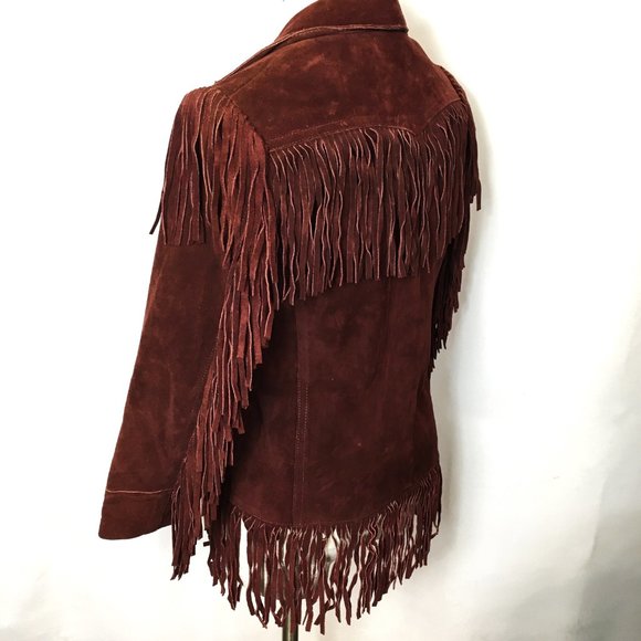 DAWN  Leather Fringe Western Cowgirl  70's Style Jacket Vintage - Picture 6 of 16